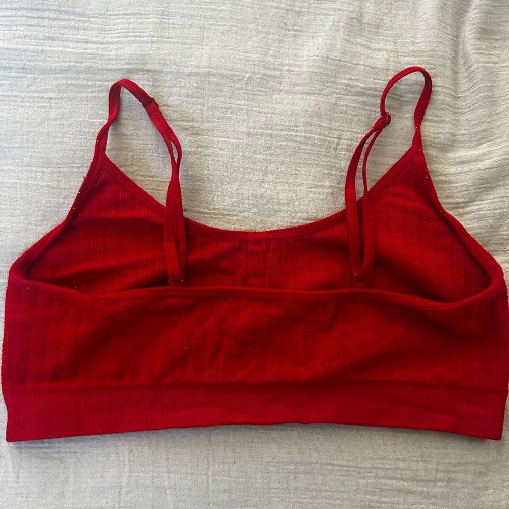 Colsie Vibrant Red Ribbed Bralette - Picture 2 of 3